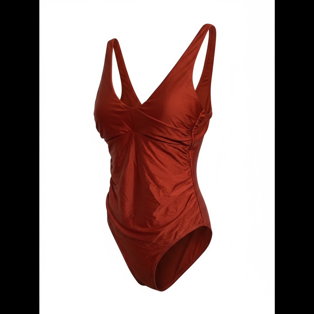 Elegant Red One-Piece Swimsuit - Picture 1 of 3
